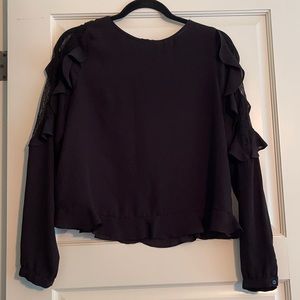 Zara long-sleeve lace black cropped top
